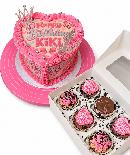 6”Heart Cake + 6 Cupcake Package